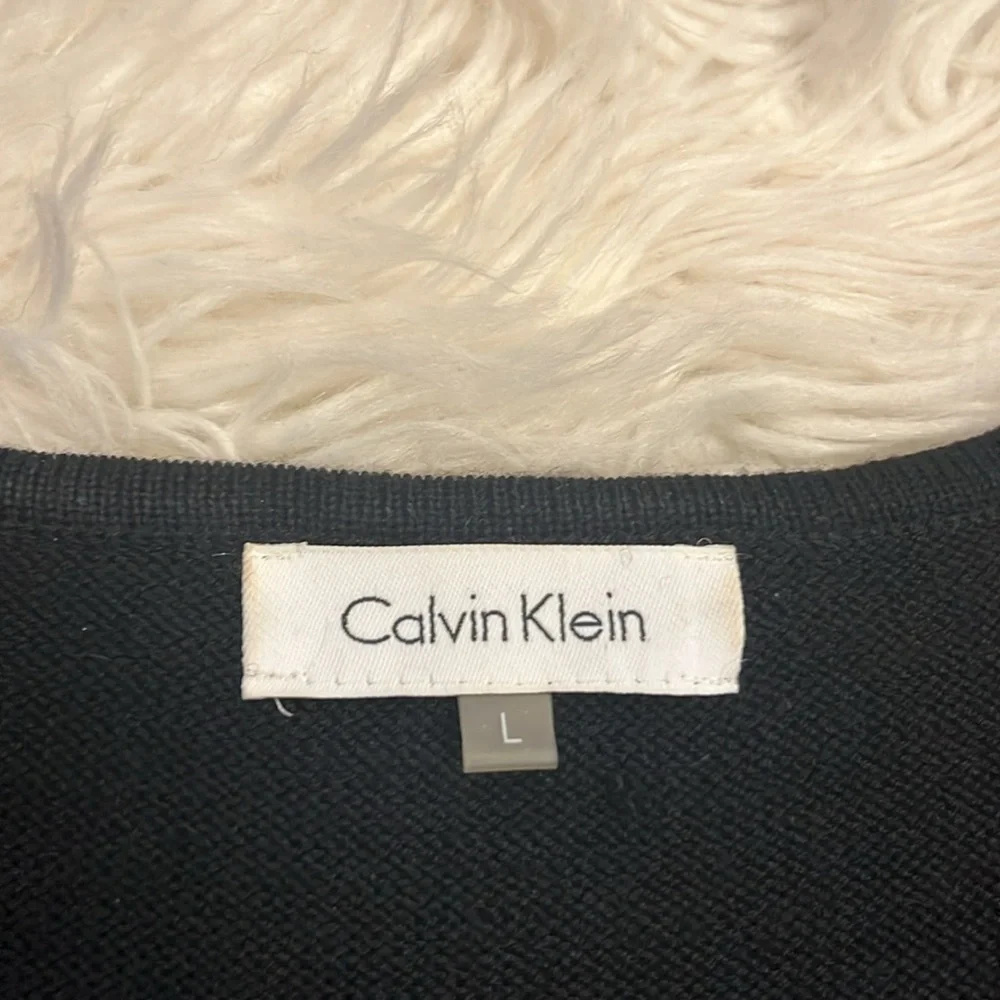 Calvin Klein wool blend tunic sweater with faux leather sleeve detail L - Picture 4 of 9